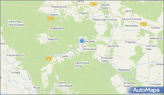 mapa Zborowskie, Zborowskie gmina Zduńska Wola na mapie Targeo